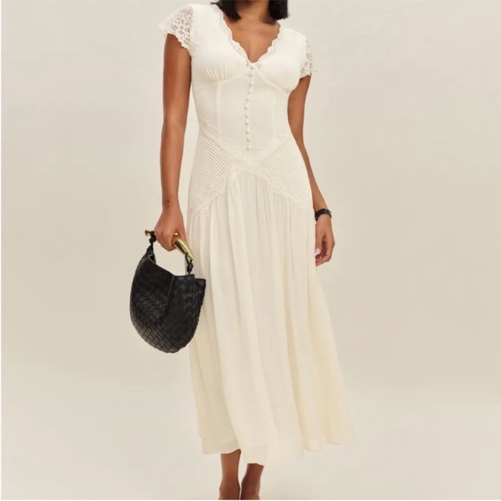 NWT Reformation Arianne Ivory Maxi Dress with Lace size 4